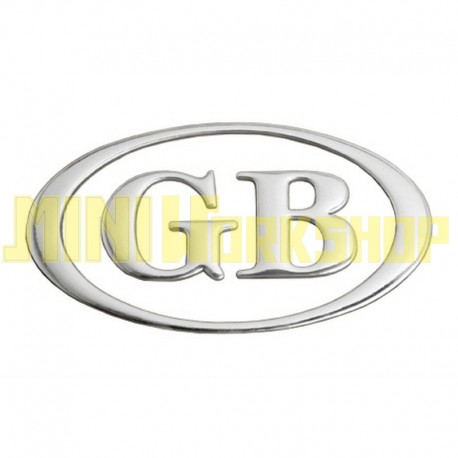 BADGE "GB"  ADESIVO OVALE CROMATO IN PLASTICA