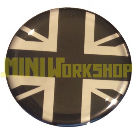 ADESIVO RESINATO POMELLO CAMBIO "UNION JACK" ARGENTO-NERO (27MM)