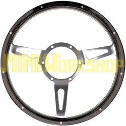 VOLANTE IN LEGNO SCURO RIVETTATO CON SCANALATURE (14 POLLICI)