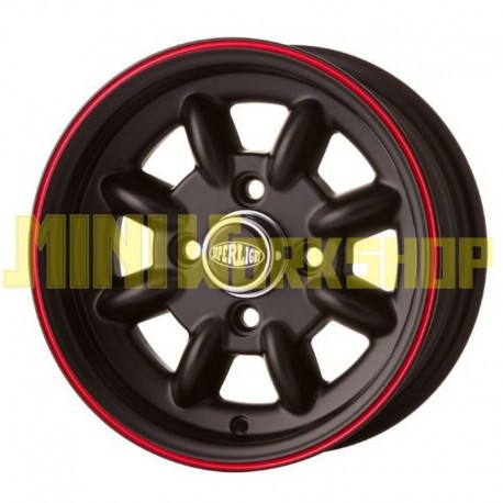 KIT N. 4 CERCHI IN LEGA 5.0x12 - SUPERLIGHT - ET14 - COLORE NERO BORDO ROSSO